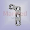 Mini L-plate oblique left for screws 1,5/2,0 mm, 3 DC-holes in shank, 1 DC-hole left
