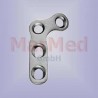 Mini L-plate oblique right for screws 1,5/2,0 mm, 3 DC-holes in shank, 1 DC-hole right