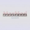 Straight mini-plate with 8 DC-holes, for screws 2,7 mm, length 68 mm, width 8 mm, thickness 2,5 mm, distance between holes 8