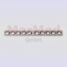 Straight mini-plate with 10 DC-holes, f. screws 2,7 mm, length 84 mm, width 8 mm, thickness 2,5 mm, distance between holes 8