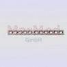 Straight mini-plate with 11 DC-holes, f. screws 2,7 mm, length 92 mm, width 8 mm, thickness 2,5 mm, distance between holes 8