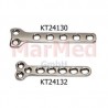 T-Plate for screws ? 2,7/3,5 mm, model Giessen, 5 holes in shaft, 2 holes in head, width of shaft 9 mm, thickness 2 mm,