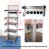 Endoscopy trolley, stainless steel 49 x 50 x 150 cm, 4 height adjustable shelves and 1 fixed shelf, elecrically conductable, 4