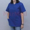 Theatre shirt (tunic) size 50, blue, with V-neck and 3 pockets, 100 % cotton
