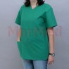 Theatre shirt (tunic) size 52, green, with V-neck and 3 pockets, 100 % cotton