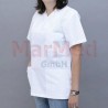 Theatre shirt (tunic) size M, white, with V-neck and 3 pockets, 100 % cotton