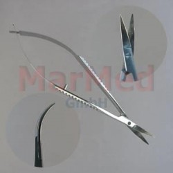 Nůžky na duhovku, Castroviejo, 10 cm, zahnuté, ostré