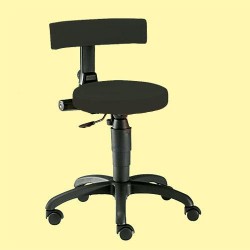 Vyšetřovací židle Ecco-Black, měkká kolečka, čalounění koženka černá, 44 až 57 cm