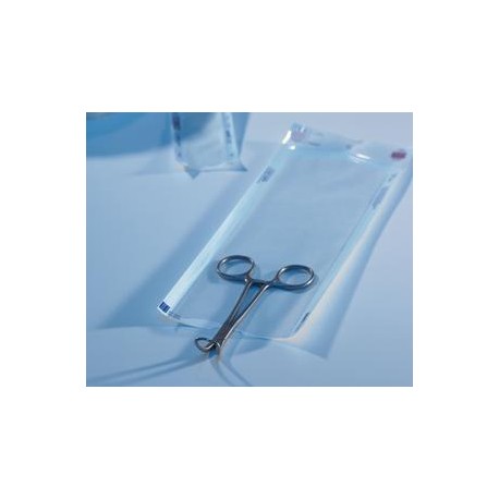 Sterilizační fólie s klínkem (rozkládací), pro autoklávy, velikost 20 cm x 5 cm, role 100 m