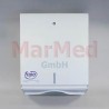 Paper towel dispenser for towels size 23 x 25 cm size, white metal housing, with fill-level control