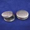 Needle case, stainless steel, exterior box ? 65 mm, height 10 mm, interior box perforated